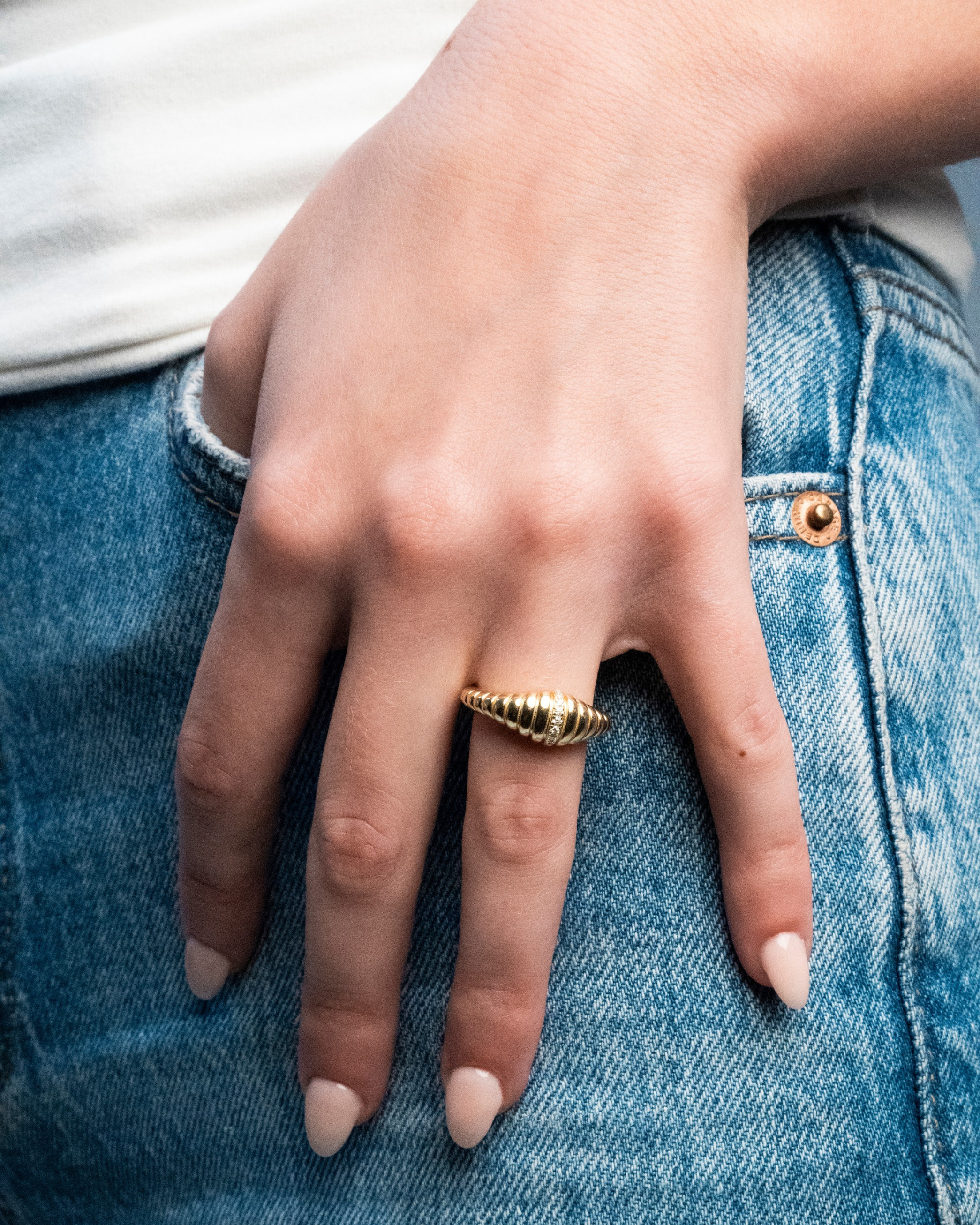 Jeri Ribbed Moissanite Ring