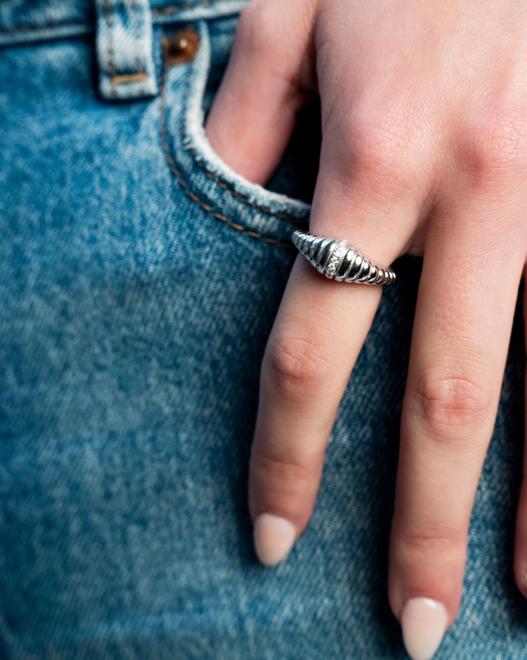 Jeri Ribbed Moissanite Ring