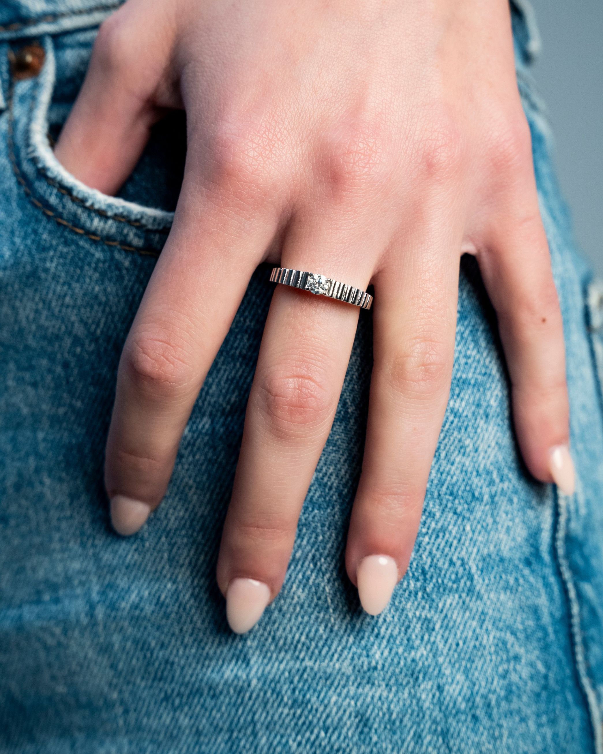 Dublin Ribbed Moissanite Ring