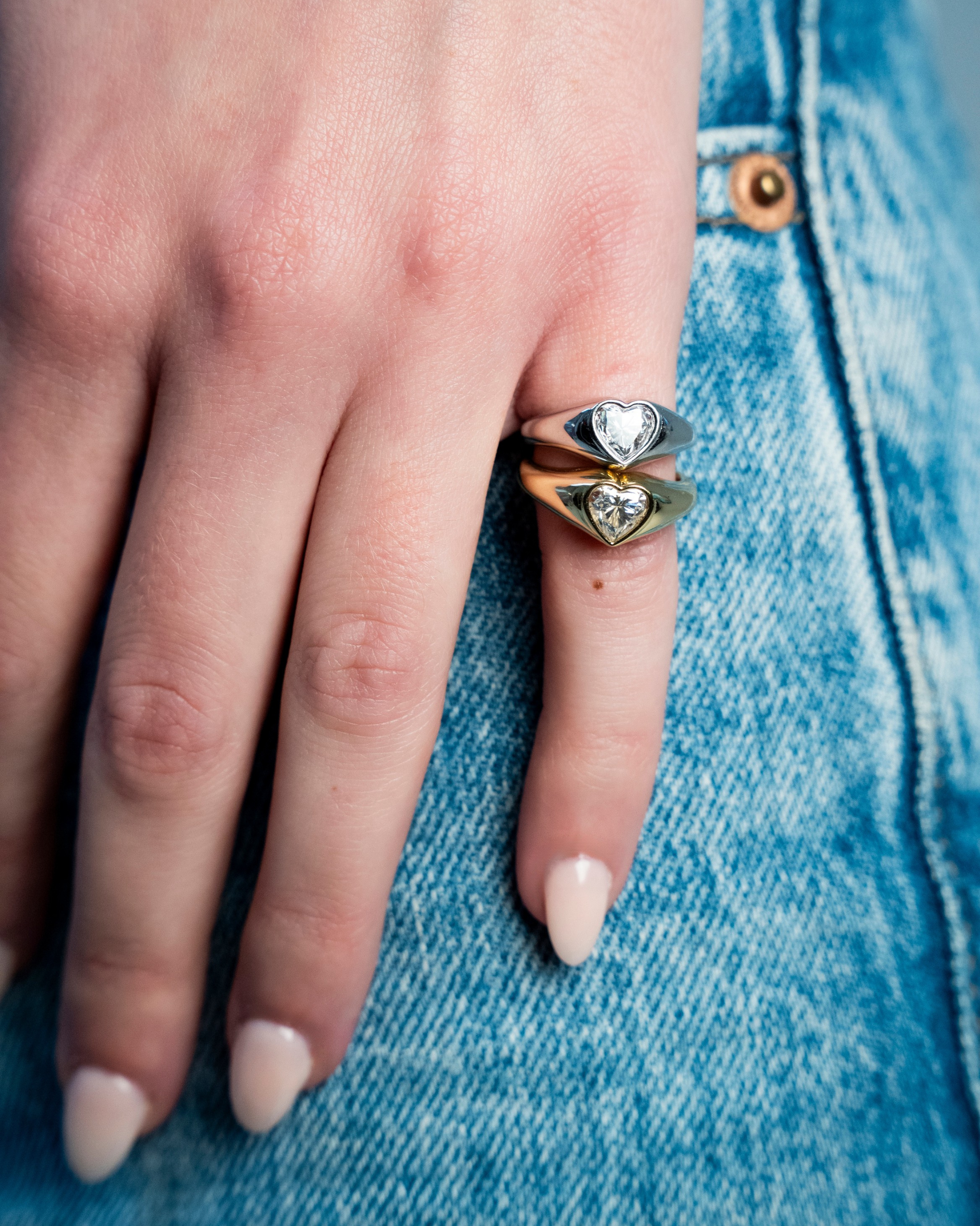 Pipa Heart-Cut Moissanite Pinky Ring