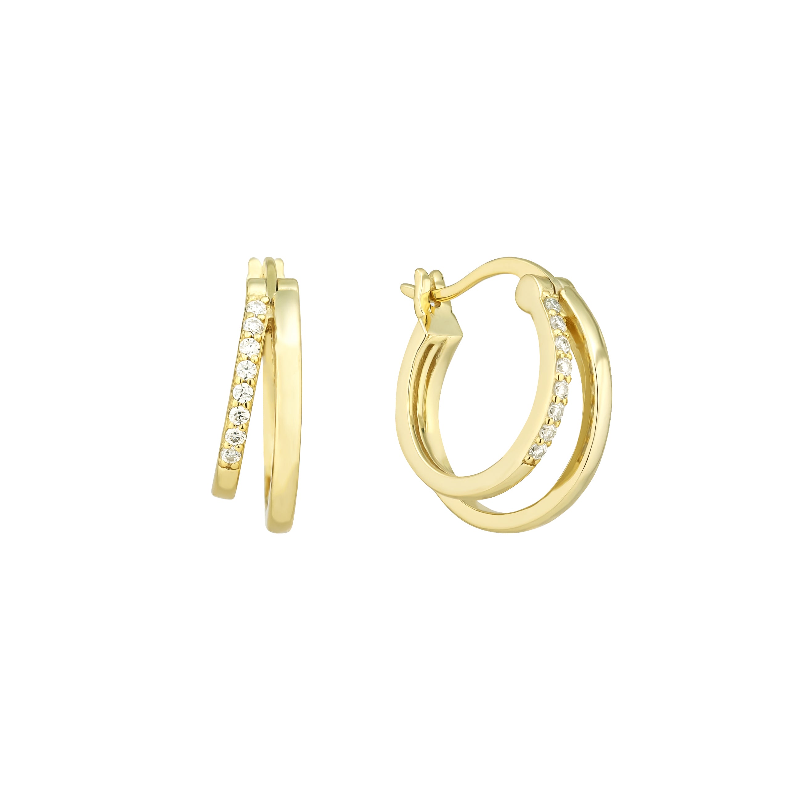 Bali Double Hoops – Moissanite Pavé