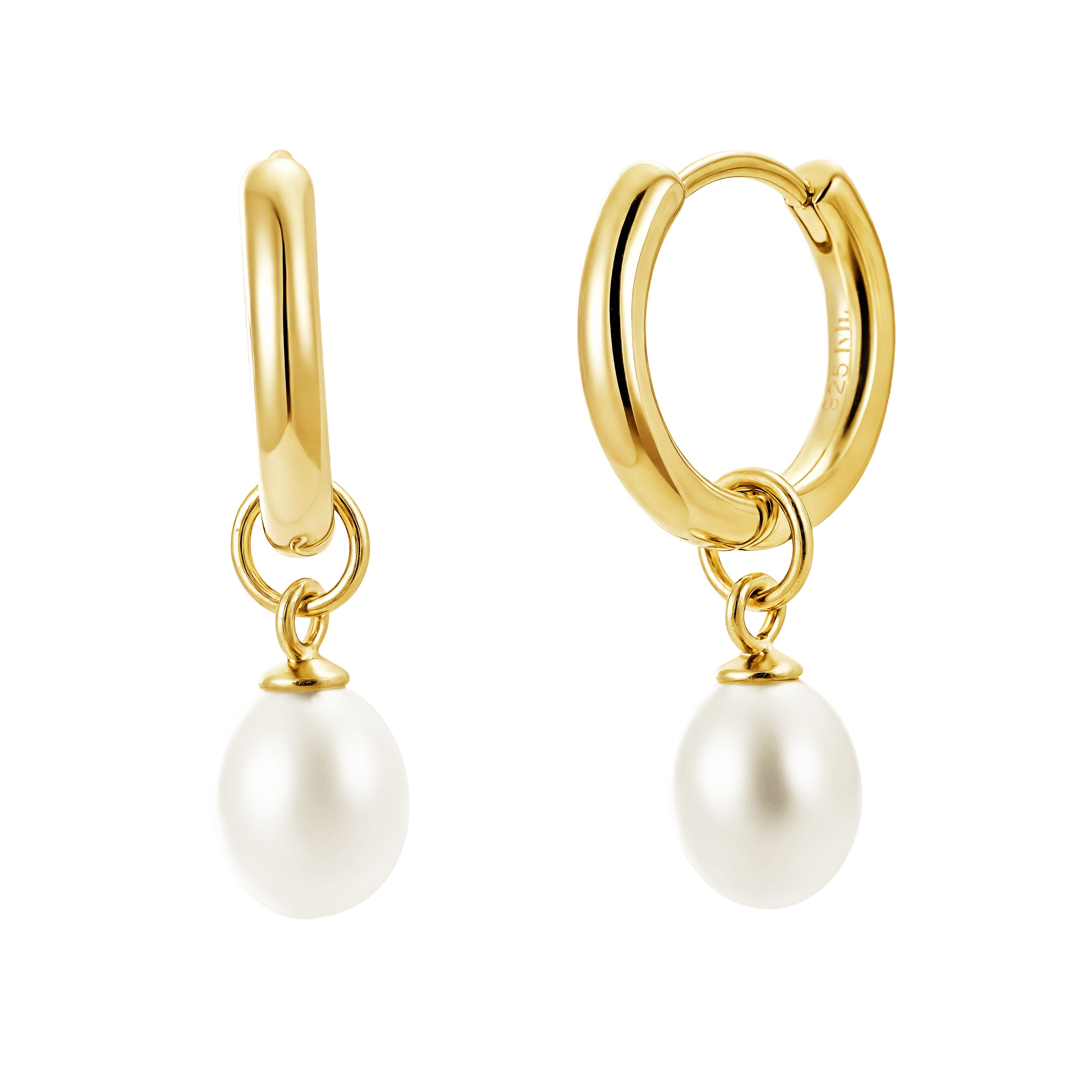 Carmel Pearl Charm Hoop